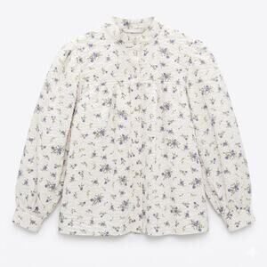 Zara Floral Button Down Blouse Size Small